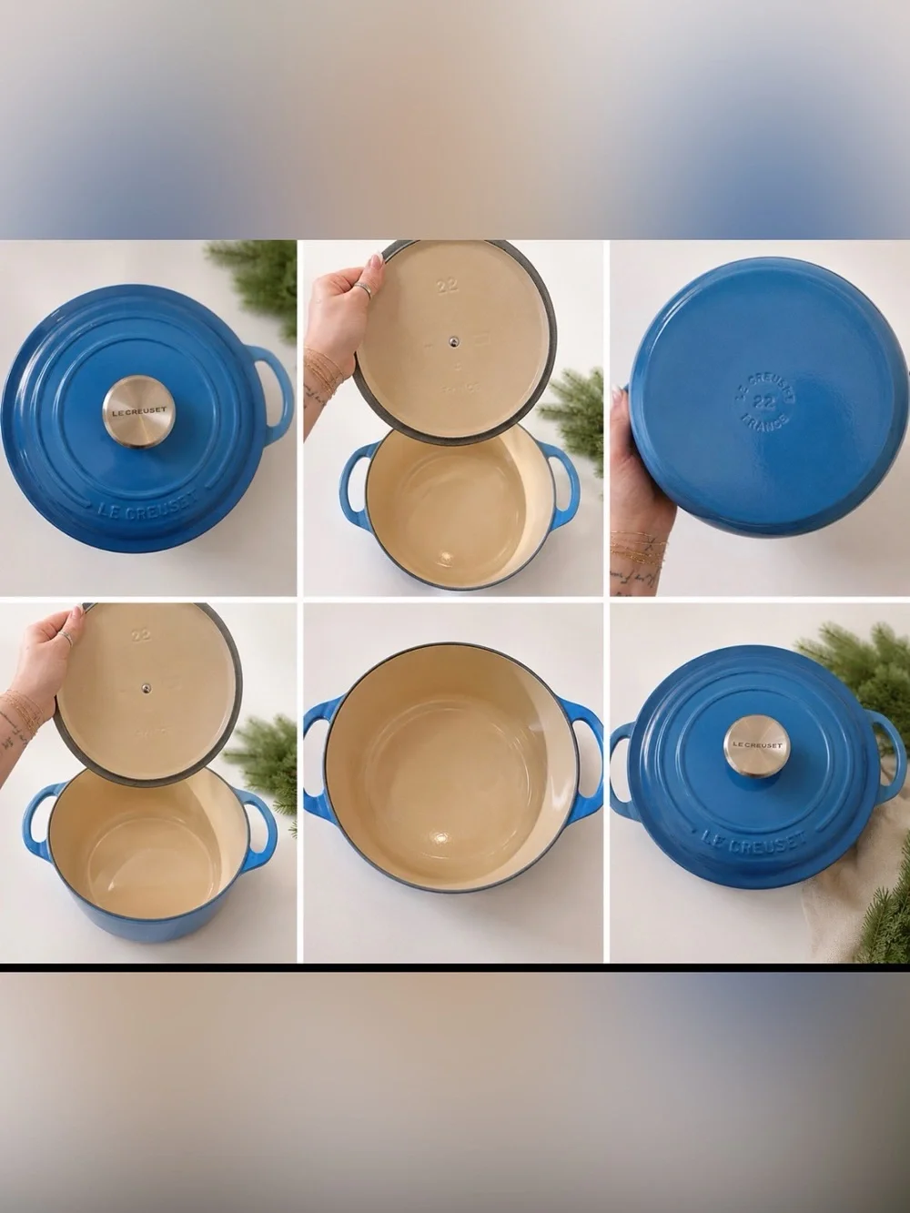 π Le Creuset Signature Round Dutch Oven #22 β Marseille Blue β n w o tπ - Picture 7 of 8